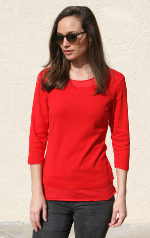 Solid Layered hem top - Red