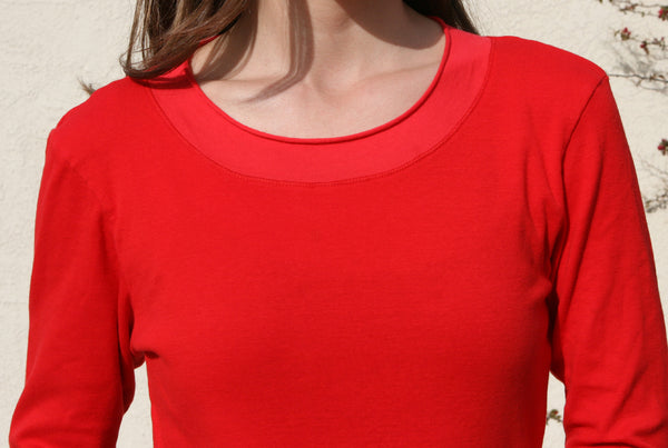 Solid Layered hem top - Red