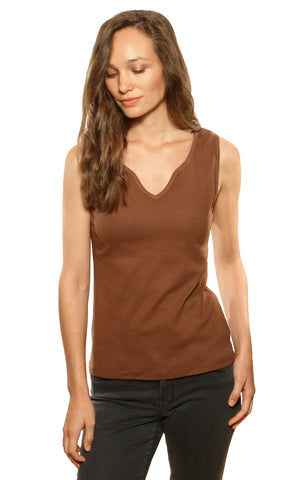 Solid Sleeveless keyhole neck top - Coconut