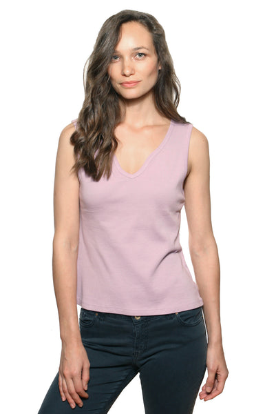 Solid Sleeveless keyhole neck top - Mauve
