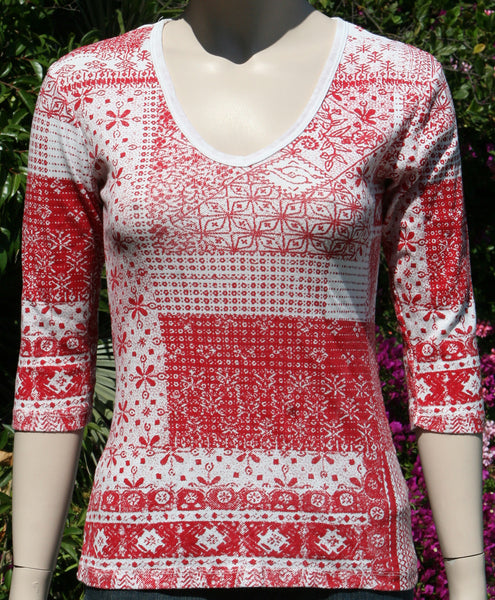 Bandana V neck - Red/White