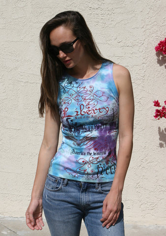 Liberty - Printed Turq/Purple Tank top