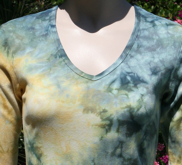 Carrera wash V neck - Olive/Gold
