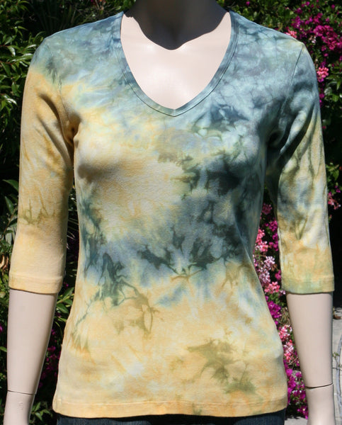 Carrera wash V neck - Olive/Gold