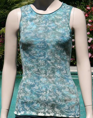 Vine Print Tank - Spring Green