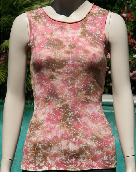 Vine Print Tank - Rosy Brown