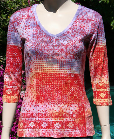 Bandana V neck - Lilac/Rose