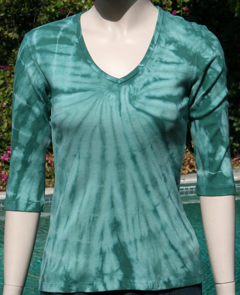 Spiral Wash V Neck - Emerald