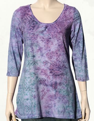 Topanga Ruffles Scoop neck Tunic - Purple/Teal combo