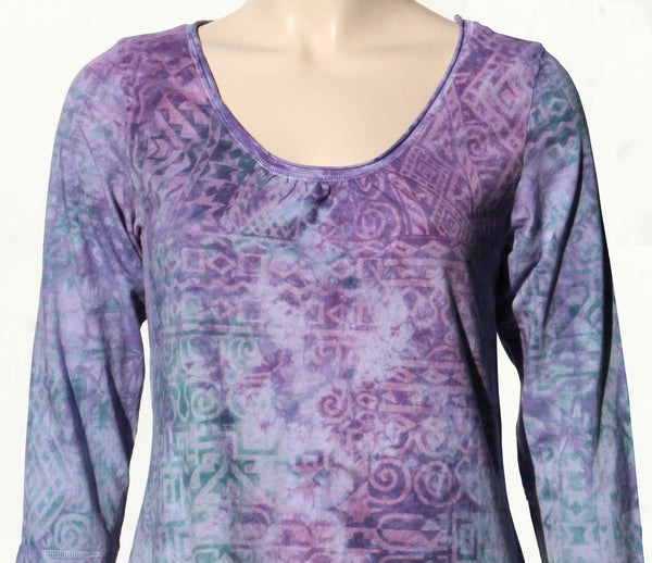 Topanga Ruffles Scoop neck Tunic - Purple/Teal combo