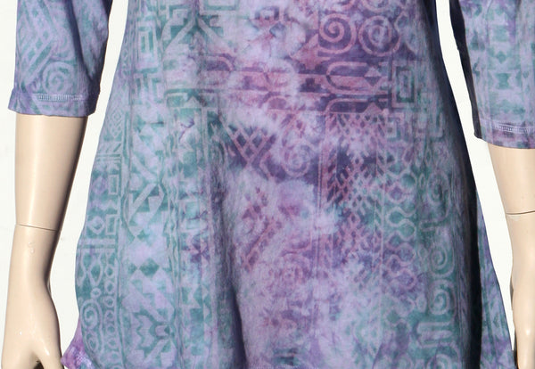 Topanga Ruffles Scoop neck Tunic - Purple/Teal combo