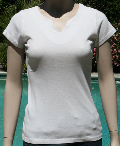 Split Round-Neck Top - White