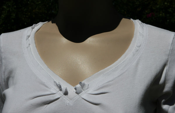 Raw Edges V-neck Top - White