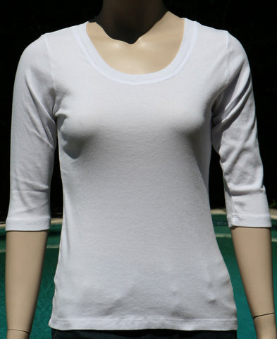 Solid Round-Neck Top - White