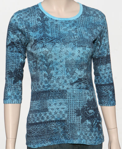 Indigo Rose Crew neck - Turquoise