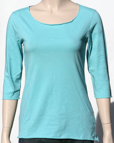 Raw Cut Jersey Top - Aqua