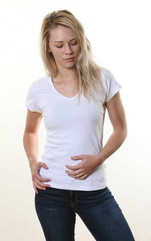 Solid V-Neck S/S Top - White