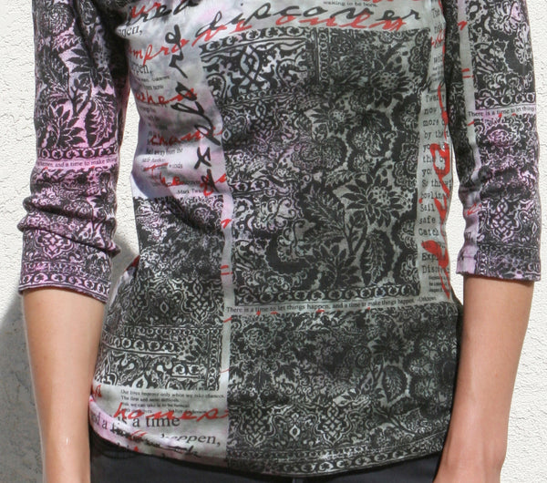 Inspirational Quotes V neck - Sage/Pink