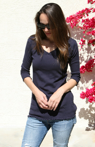 Solid V-Neck Tunic - Ink