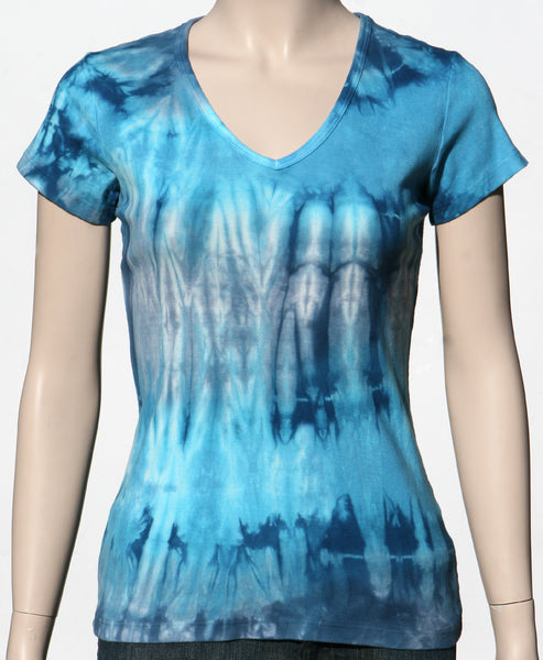 Oak Wash Short Sleeves V neck - Navy/Turquoise