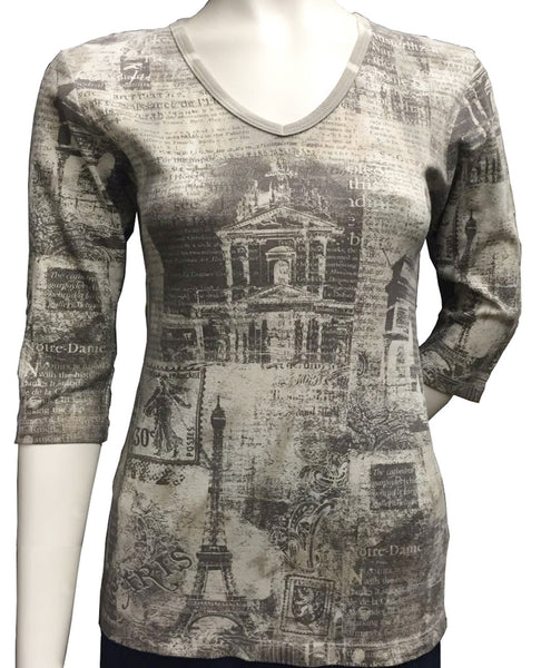 Notre Dame V neck - Grey/Taupe