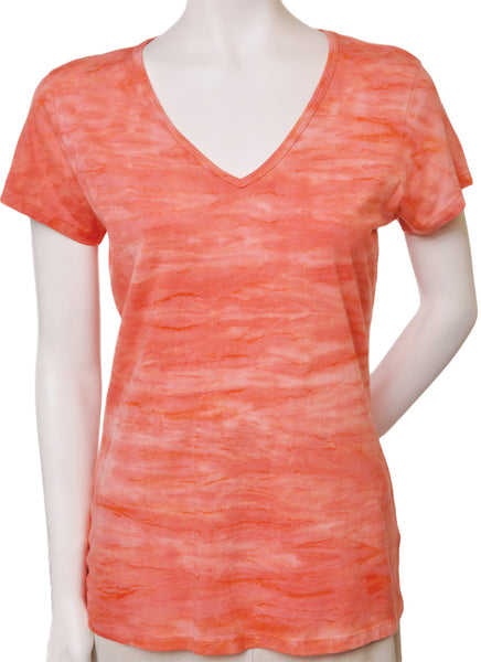 Horizon Dye Short sleeves V neck - Coral