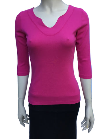 Solid Split V neck top - Candy