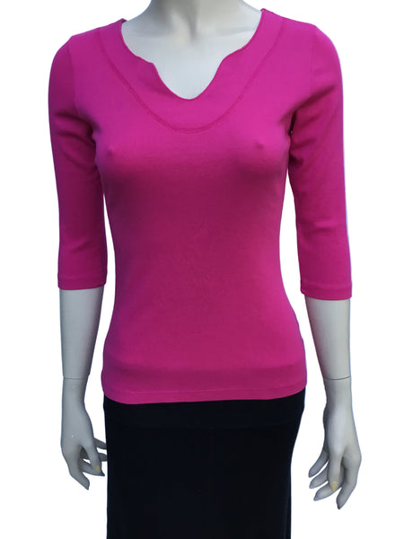 Solid Split V neck top - Candy