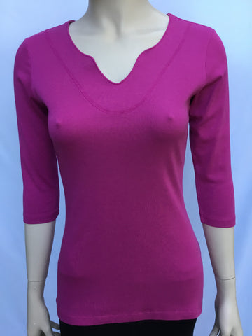 Solid Split V neck top - Rose